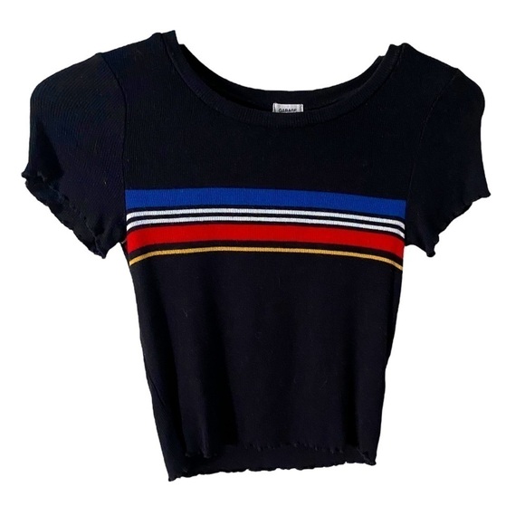 Garage Black Striped Cropped Tee Size XS - Picture 1 of 8